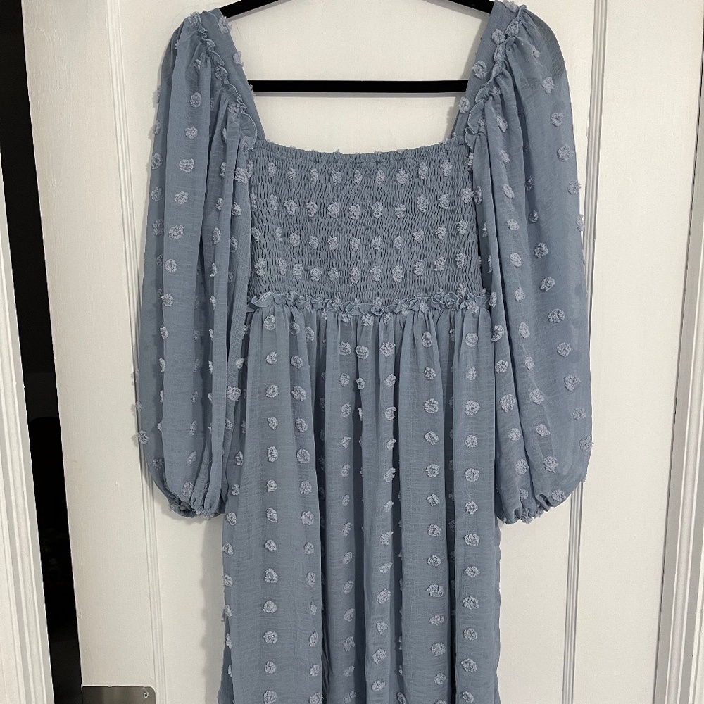 Vici x Listicle Swiss Dot Long Puff Sleeve Dress